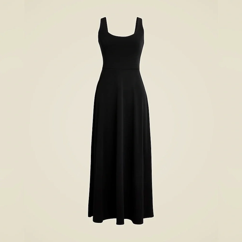 J. Crew Scoopneck A-line midi dress in matte jersey size XXS Black